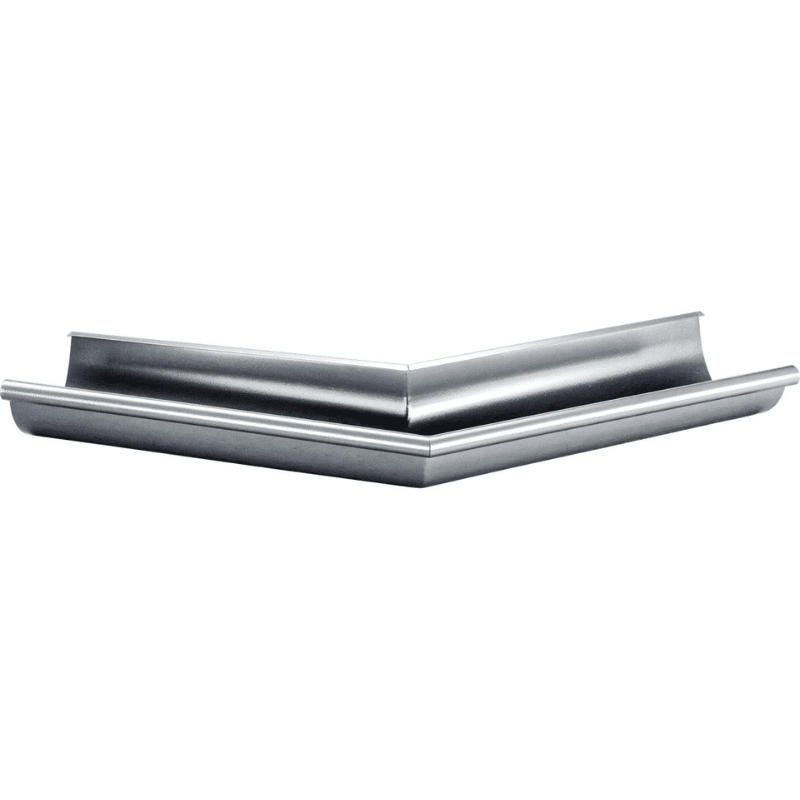 Außenecke 135° 125/150 mm aus verzinktem Stahl – stabile Verbindung für Dachrinnen mit großem Außenwinkel. Langlebig, witterungsbeständig und einfach zu montieren.