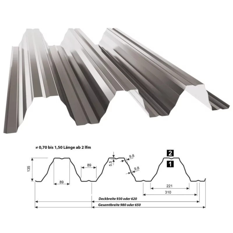 Hochprofile TP135 – Trapezprofil für Dach und Wand