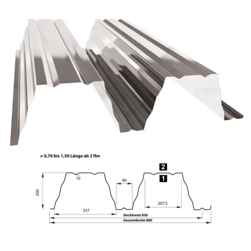 Hochprofile TP200 – Trapezprofil für Dach und Wand