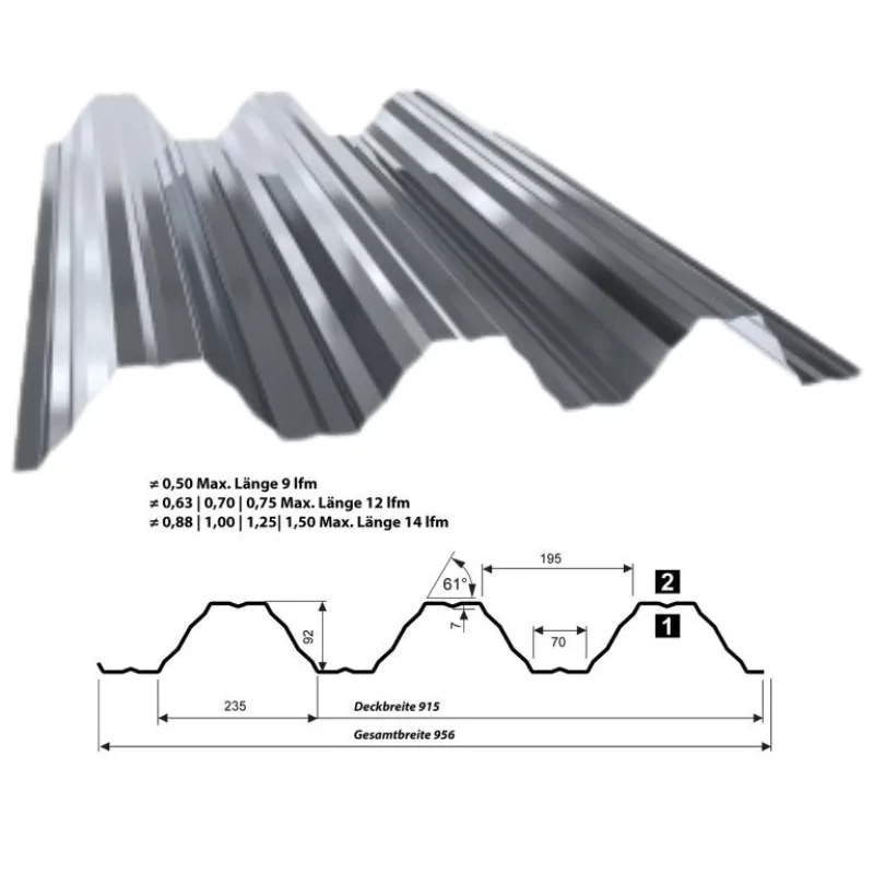 Hochprofile TP92 – Trapezprofil für Dach und Wand