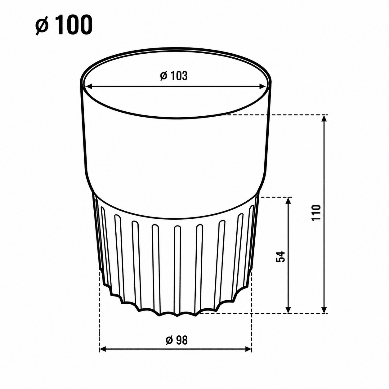 Technische Zeichnung Muffe Polyurethan Ø 100 mm